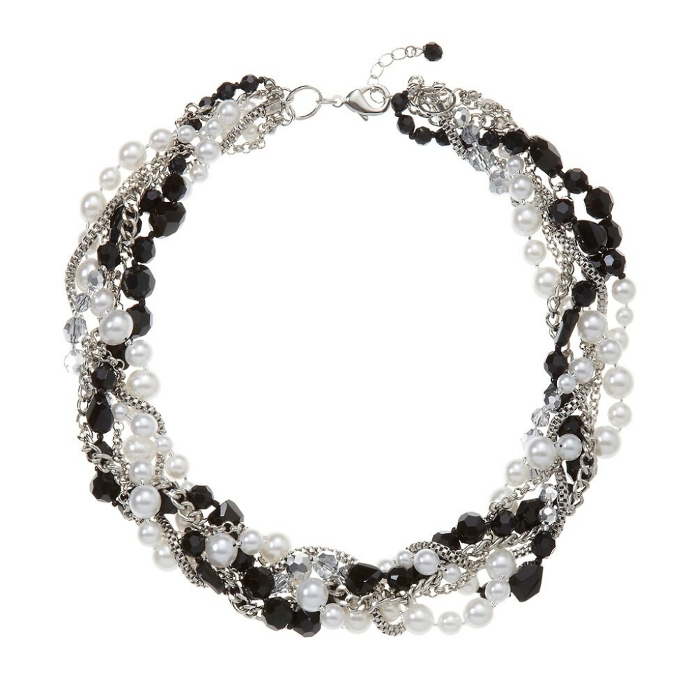 White House Black Market-Black/White Pearl Torsade Collar Necklace WHBM-NWT-$89